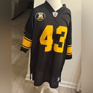 Reebok Steelers Black and Yellow Men's Jersey Troy Polamalu 43 Throwback VTG